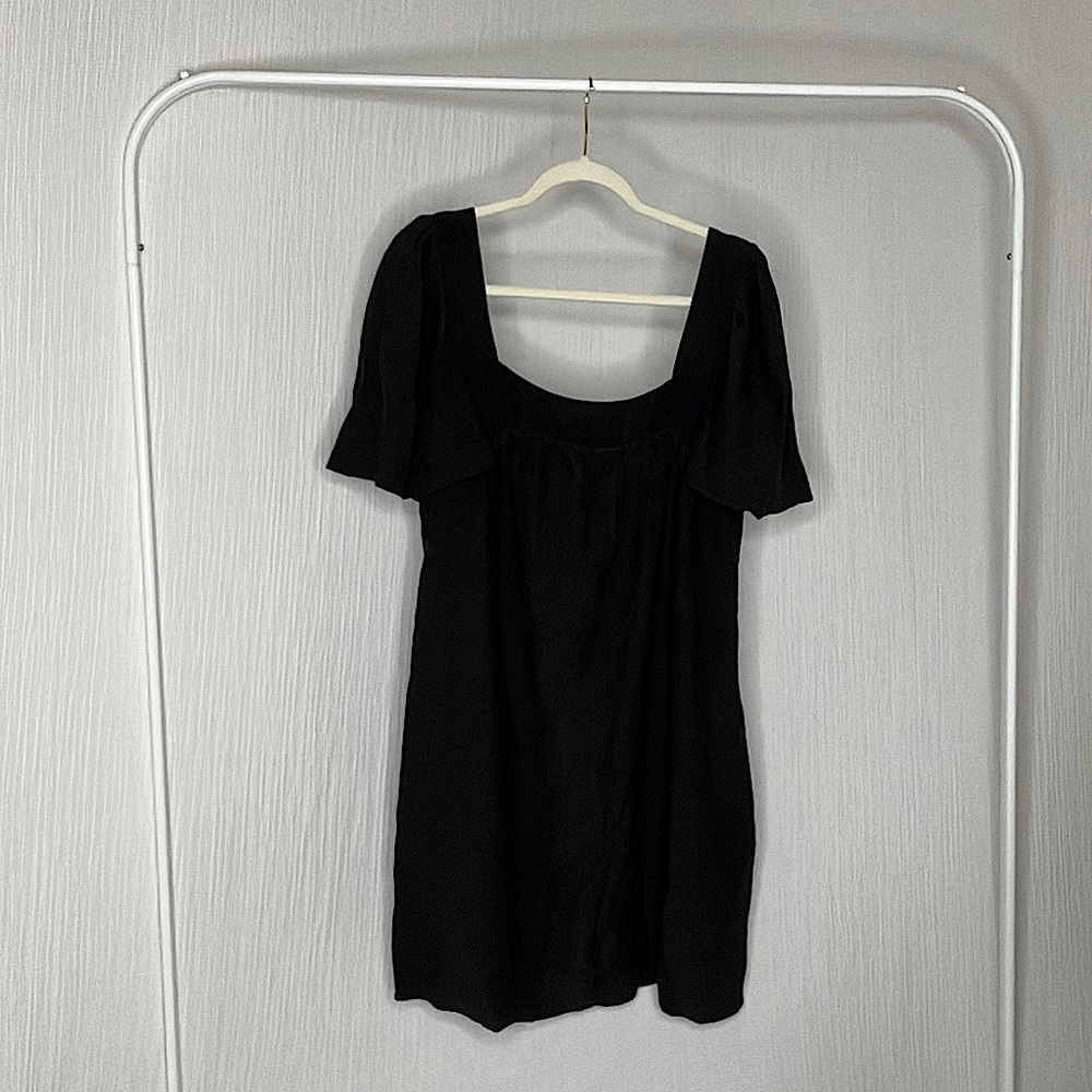 Square Neck Black Dress